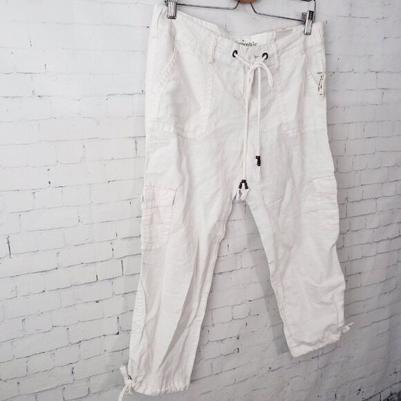 Aeropostale Y2K Cropped Linen Pants Size 9 / 10 White Low Rise NEW Deadstock - Picture 2 of 9
